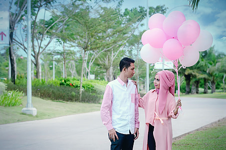 pár, romantikus, mindkét, rózsaszín, Jambi város fotósok