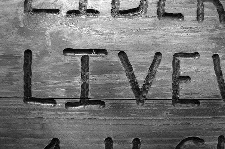 live, word, art, letters, black and white, decorative, artwork