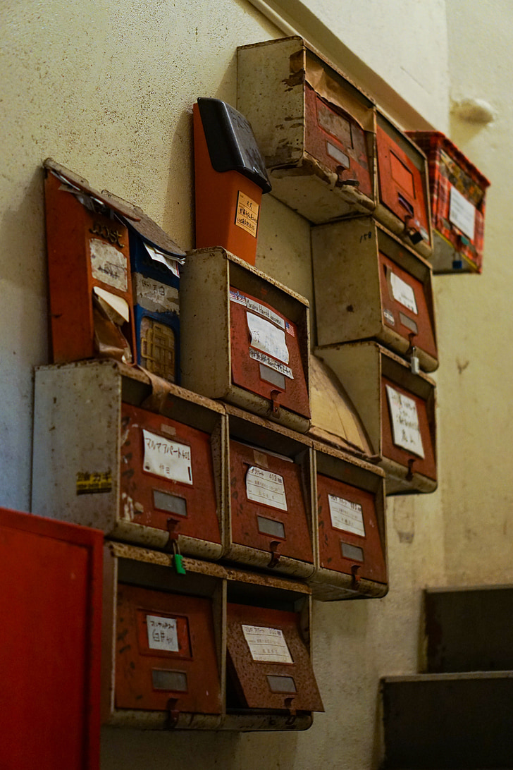 kirjaimet, postilaatikko, Mail, punainen, letterbox, yö, Vintage