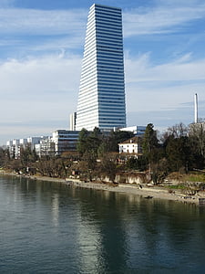 nebotičnik, Roche stolp, Ren, Basel, oblaki, nebo, Geografija
