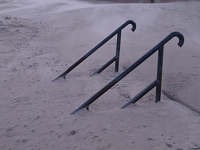 σκάλες, παρασυρόμενα απλάδια, Άμμος, Άνεμος