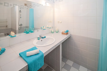bagno, lavello, specchio, Appartamento, camera, Casa, interni residenziali