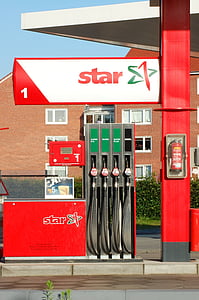benzinstationer, rød, trafik, energi