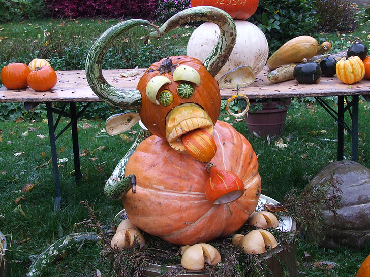 pumpkin art, pumpkins, blühendes baroque, ludwigsburg germany, pumpkin cow