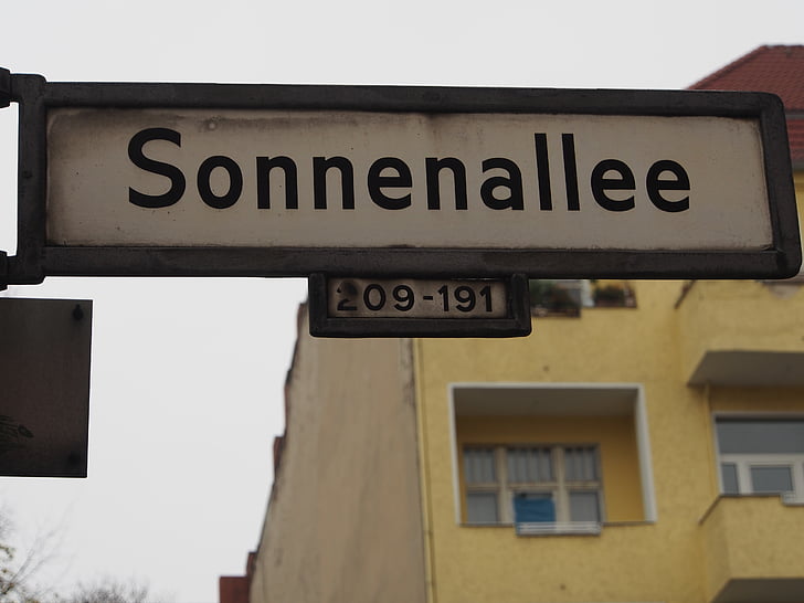 sonnenallee, 거리 표지판, 베를린, 문자, 도
