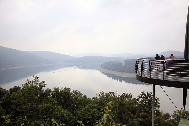 nature, lake, fog, sky, platform, vantage point, observation deck