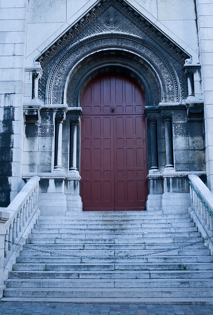 kostol, dvere, Paríž, Francúzsko, staré, náboženstvo, budova
