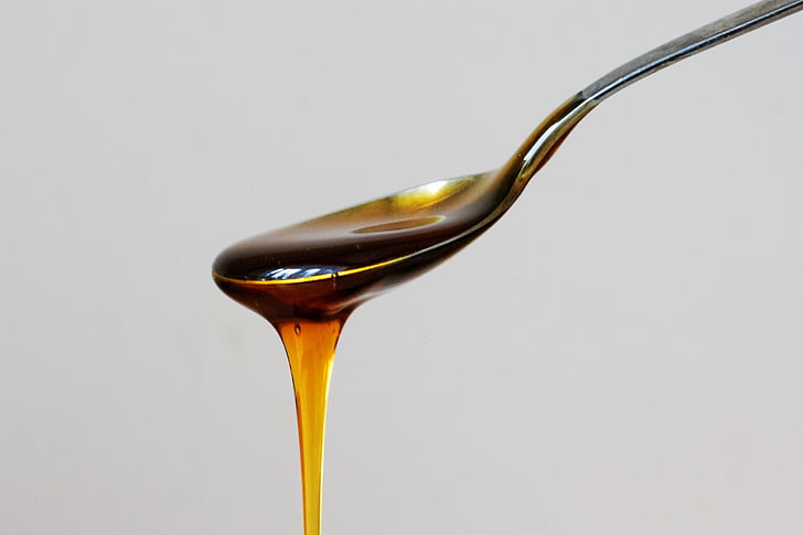 food, honey, spoon, sweet, close-up, pouring, white