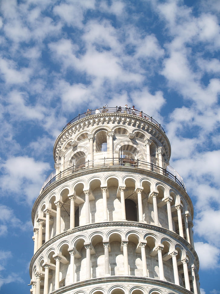 Italia, Pisa, Torre, cielo, monumentos, edificios Italia, arquitectura