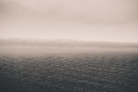 океан, море, спокойствие, хоризонт, синьо, мъгливо, мъглив
