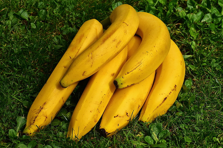 Bananen, Früchte, Obst, gesund, gelb, Bananenschale, reif