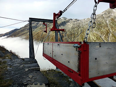 material lyft, höga berg, dimma, Graubünden, Greina