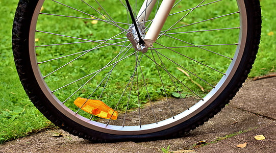 pneus de bicicleta, Platt, defeito, quebrado, reparação, roda, bicicleta