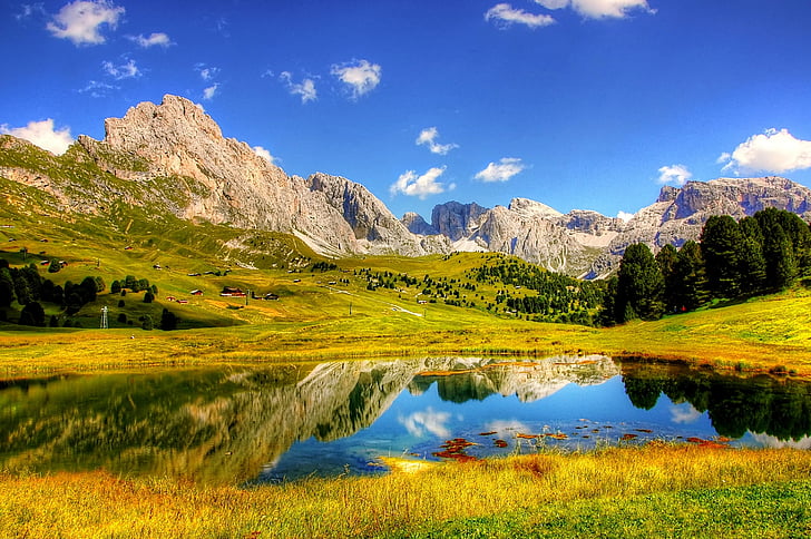 Dolomittene, fjell, alpint, Italia, Syd-Tirol, UNESCOs, skyer