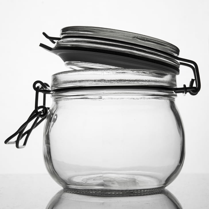 zwart-wit, jar, product, Flash, keuken, object, glas