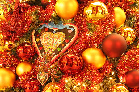 amor, Navidad, tiempo de Navidad, corazón, Abeto, adorno de Navidad