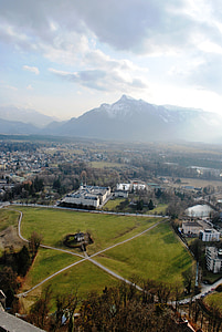 Salzburg, Áustria, Europa, Vista aérea, aérea, arquitetura, linha do horizonte