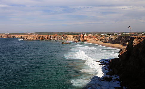 Algarve, geboekt, zee, Surf, baai van de zee, rotsachtige kust, natuur