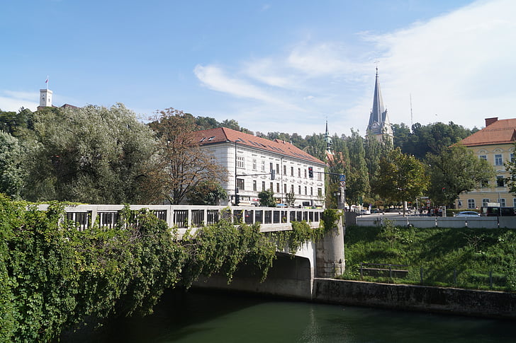 híd, Szlovénia, Laibach, Ljubljana, folyó
