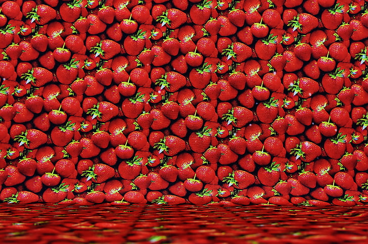 background image, strawberries, textile, fruit
