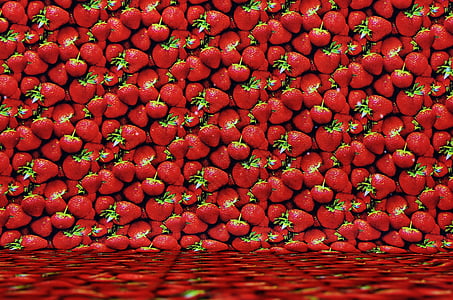 bakgrunnsbilde, jordbær, tekstil, frukt