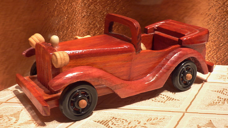 cotxe, fusta, model de, decoració