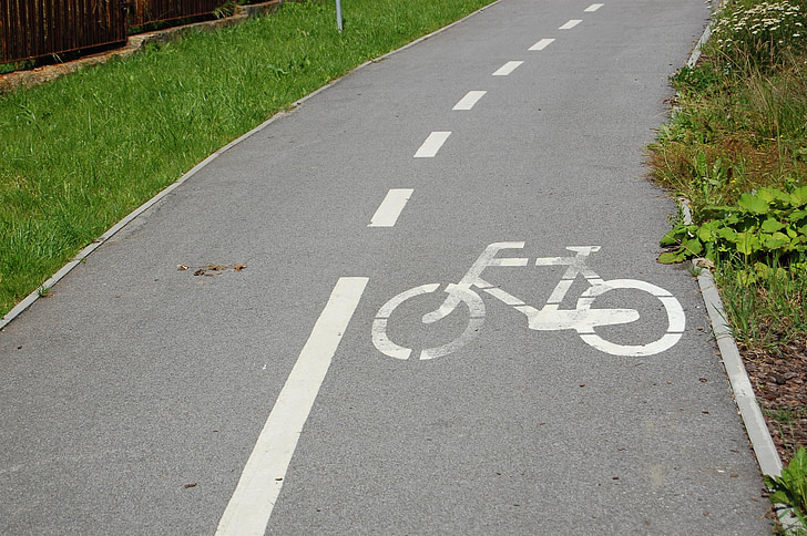 vélo, signe, façon, le chemin d’accès, rue, vélo, asphalte