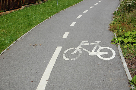bike, sign, way, the path, street, bicycle, asphalt