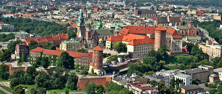 Krakov, Poljska, Wawel, grad, spomenik, iz zraka, arhitektura