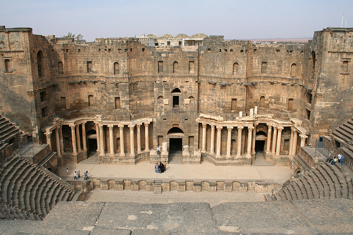 syria, bosra, amphitheater, history, historical, destinations, remains