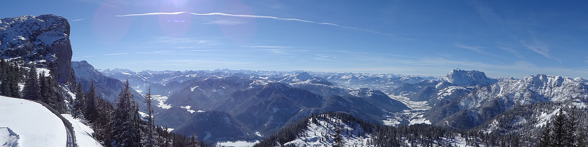 Alpina, Áustria, Steinplatte, área de esqui, Panorama, Inverno