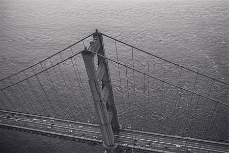 Graustufen, Foto, volle, Aufhängung, Brücke, Golden Gate Brücke, San francisco