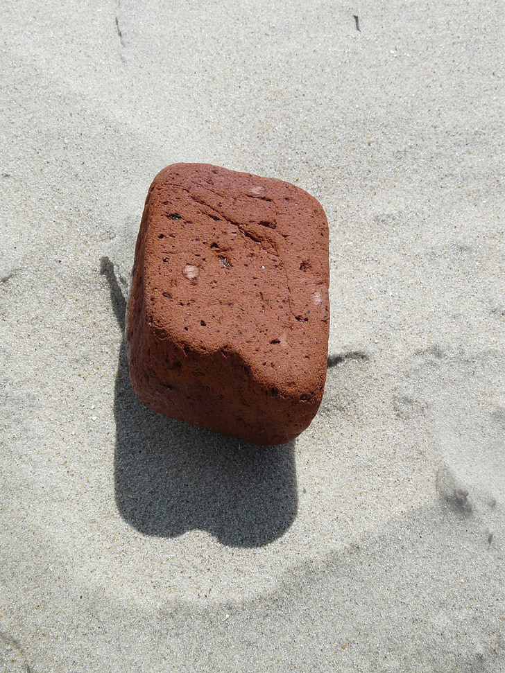 πέτρα, τούβλο, στη θάλασσα, παραλία, Άμμος, κόκκινο