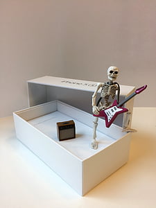 skeletas, dėžutė, išpakavimas, siurprizas