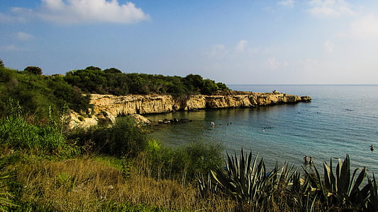 ビーチ, 崖, malamas ビーチ, kapparis, キプロス, 観光, 自然