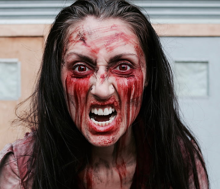 enfadat, zombie, ràbia, sang, Halloween, assedegades de sang, thriller de