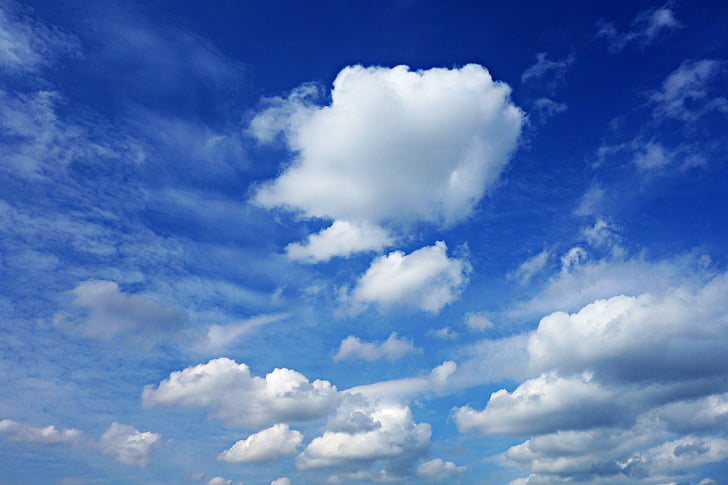 nebo, plava, oblak, plavo nebo oblaci, kumulus, atmosfera, klima