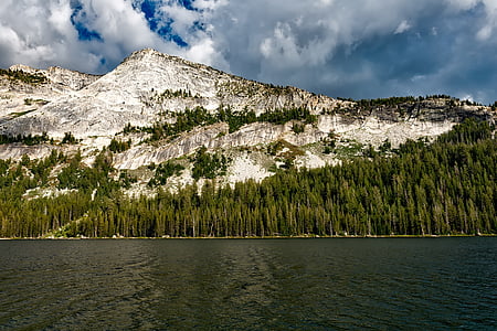 yosemite, national park, california, mountain, sky, clouds, lake