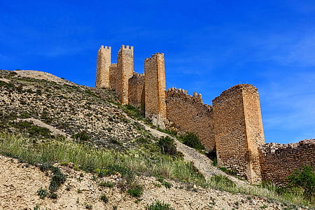 pháo đài, Albarracin, làng, Thung lũng, tòa nhà, núi, danh lam thắng cảnh