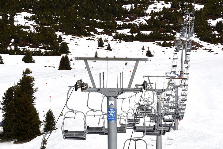 седалков лифт, транспортно средство, нагоре, седя, зимни, Каране на ски, седалка