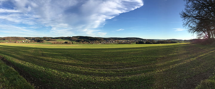felt, rapportert, bredt, landskapet, Panorama, Bayern, Schwaben