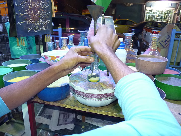 Йордания, Аман, празник, пътуване, Близкия изток, стъклена бутилка, пясък живопис