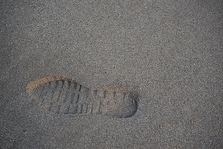 impronta, gamba, sabbia, spiaggia, a piedi, percorso, Scarpa