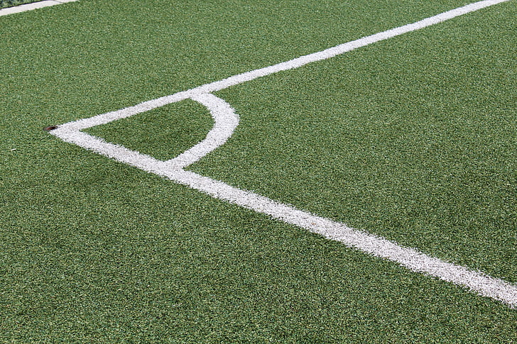 cantonada, camp de futbol, línies, gespa sintètic, esport, Estadi, herba