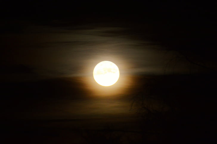 luna, mesečini, vzdušje, mistično, razpoloženje, mračno, polna luna