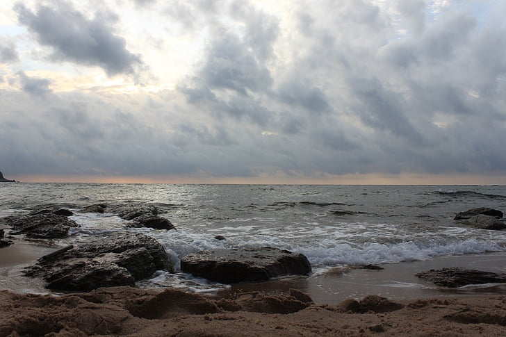 Deniz, kıyı, Kennedy, plaj, günbatımı, bulut, doğa