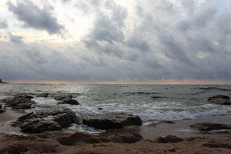 Marina, costanera, Kennedy, platja, posta de sol, núvol, natura