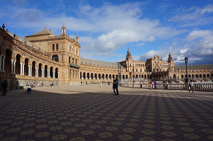 sevillano, Plaza de España, arquitectura gótica, edificio, Plaza, estilo Sevilla, arquitectura