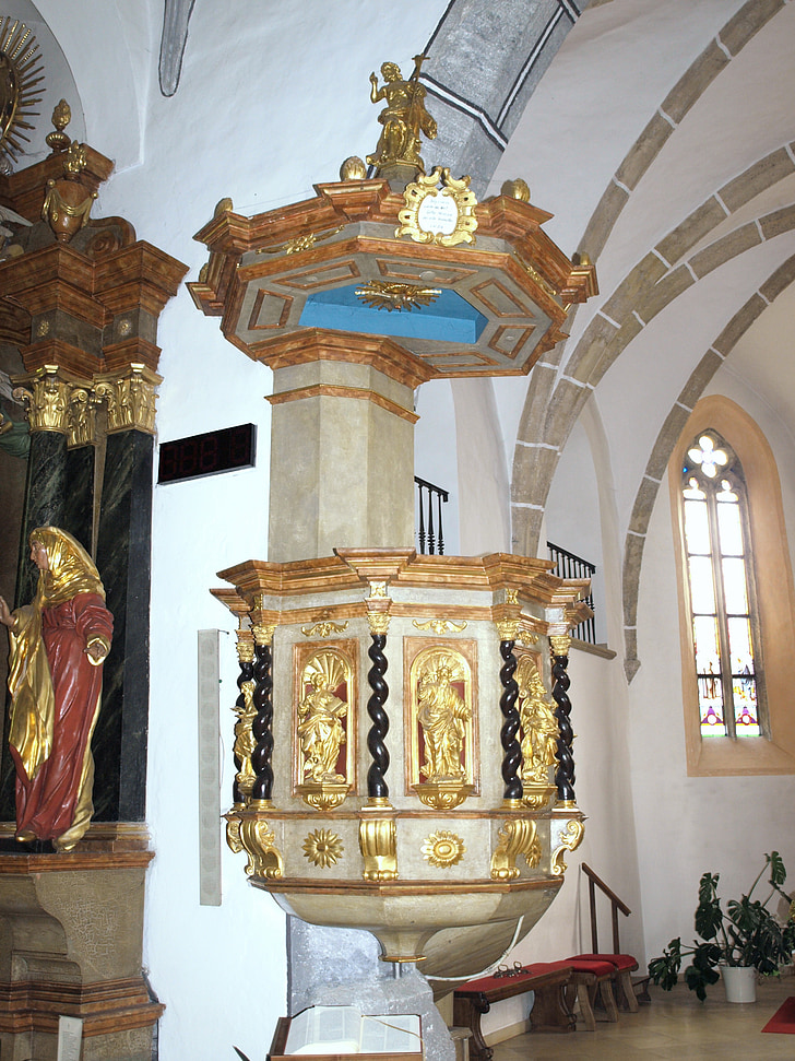 euratsfeld, HL Йоханес, амвона, интериор, декорирани, злато, религиозни
