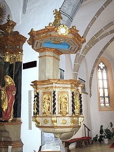 Euratsfeld, hl johannes, púlpit, interior, decorades, or, religiosos